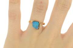 14K Yellow Gold Black Opal Diamond Accent Statement Ring
