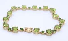 Powerful Yellow Gold Peridot and Tsavorite Bracelet