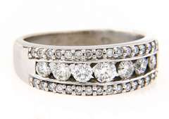 Stunning White Gold Diamond Channel Set Triple row Band