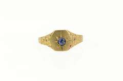 10K Yellow Gold Art Deco Sim. Sapphire Floral Child's Baby Ring