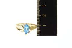 10K Yellow Gold Marquise Blue Topaz Diamond Accent Ring