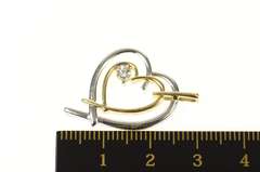 10K White Gold Two Tone Diamond Heart Love Symbol Pendant