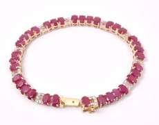 Custom Made Ruby & Diamond Bracelet, 14KT