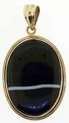 Sterling Silver Oval Black Sardonyx Pendant