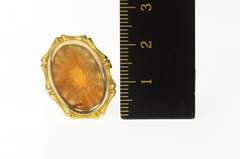 14K Yellow Gold Carved Arabic Elaborate Carnelian Oval Statement Ring