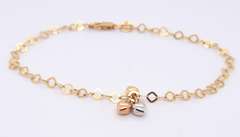 Italian Yellow Gold Heart Shaped Charm Bracelet