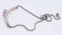 Vintage Sterling Silver Heart Shaped Amethyst Bracelet