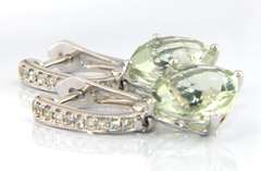 Dazzling Prasiolite and Diamond White Gold Dangle Earrings