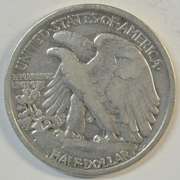 Scarce 1917-D (Obv) Walking Liberty Half Dollar. Key date