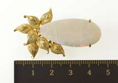 14K Yellow Gold Huge Natural Opal Leaf Cluster Statement Pin/Brooch