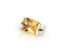 Majestic White Gold Emerald Cut Citrine Ring