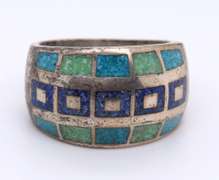 Lot of 2 Vintage Sterling Silver Turquoise Rings