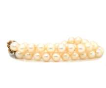 Stunning Cultured Pearl Double Strand Sapphire Flower Clasp Bracelet