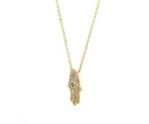 Moder White Gold Diamond and Sapphire Hamsa Pendant on Chain