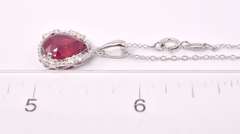 Ravishing 4.24CTS Ruby & 0.29CTW Diamond Pendant Necklace in Sterling Silver