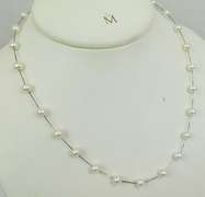 14K White Gold Multi-Pearl Necklace