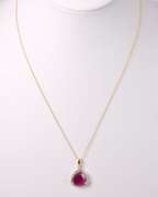 Brilliant 5.59CTS Ruby & 0.24CTW Diamond Pendant Necklace in Gold Plated Sterling Silver
