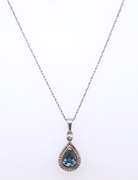 Vintage Sterling Silver Gemstone Pendant on Chain