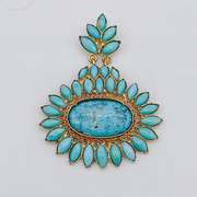 Incredible 18kt Yellow Gold & Turquoise Pendant