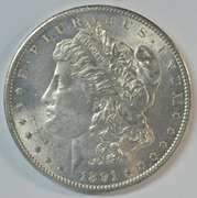 Fully struck and lustrous BU 1891-S Morgan Silver Dollar