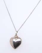 Vintage Sterling Silver Heart Shaped Pendant on Chain