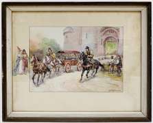 Vintage Royal Engraving City Scene