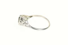 14K White Gold 1.02 Ct Art Deco Filigree Sapphire Engagement Ring