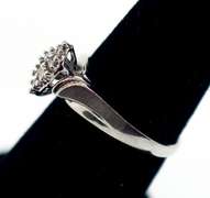 Cushioned 10k White Gold Diamond Cluster Ring
