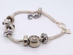 Italian Sterling Silver Bracelet w Charms