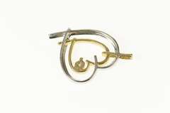 10K White Gold Two Tone Diamond Heart Love Symbol Pendant