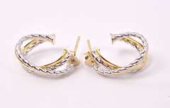 Tasteful "J" hoop earrings in 14k Two-Tone Gold