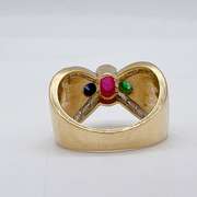 14kt Gold, Ruby, Sapphire, Emerald, & Diamond Band Ring