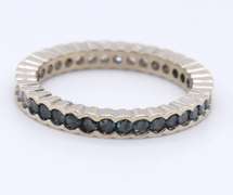 Handsome White Gold Irradiated Green and White Diamond Band