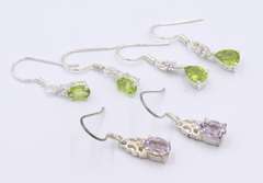 Group Lot of 3 Gemstone Dangle Earrings