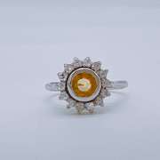 14kt White Gold, Yellow Sapphire, & Diamond Ring
