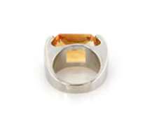 Majestic White Gold Emerald Cut Citrine Ring