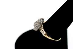 Rising Diamond Cluster 10k Gold Ring with Channel Set Diamonds