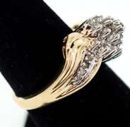 Intricate Thrusting Diamond Cluster 10k Gold Ring