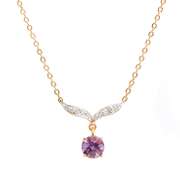 Plated 18KT Yellow Gold 1.04cts Amethyst and Diamond Necklace