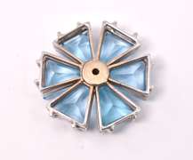 Blue Topaz Flower Pendant, 18KT
