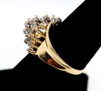 Triple Row Diamond Cluster Ring with 10k Gold