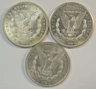 Flashy BU 1921 P-D-S Morgan Silver Dollars. Nice