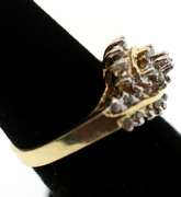 Coiling Diamond Halo Ring with 10k Gold