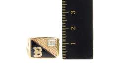 10K Yellow Gold Squared B Monogram Black Onyx Diamond Ring