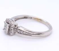 Dazzling White Gold Diamond Princess Cut Cluster Ring