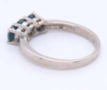 Gorgeous White Gold 3 Stone Blue Diamond Ring