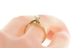 14K Yellow Gold 0.38 Ct Marquise Diamond Solitaire Engagement Ring