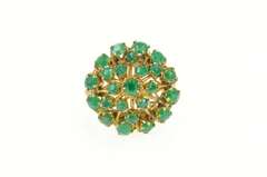 14K Yellow Gold 1960's Green Chrysoprase Retro Cocktail Ring