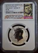 2014-W Kennedy Half Dollar Silver High Relief Reverse Proof 50th Anniversary NGC PF70 JFK Holder.