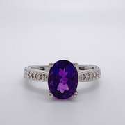 14kt Solid White Gold Amethyst & Diamond Ring